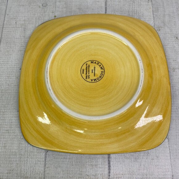 Maxam Sonoma Tuscan TUSCANY Olive Green Center Square Ceramic Salad Plates Set 6 - Picture 3 of 16